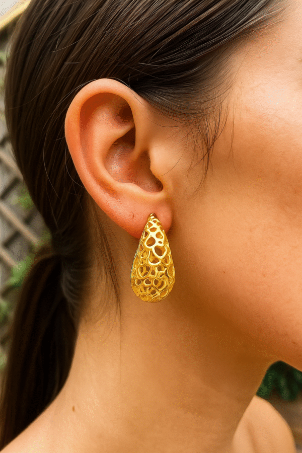 Starry Spill - Gold plated teardrop studs - Image 3