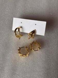Textured Pair + Wavy hoops + Three band mini hoops