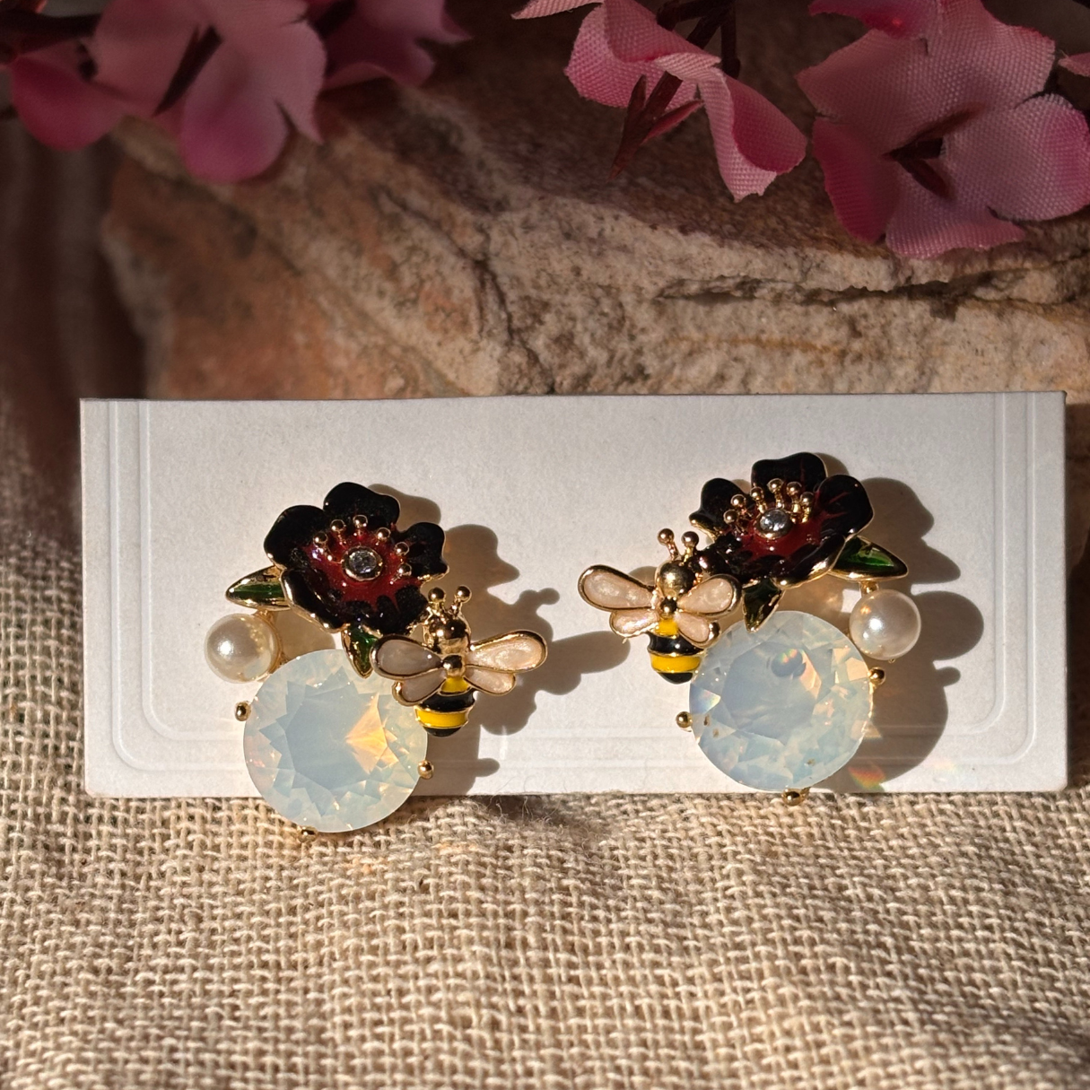 Honey Blossom Studs (Black) - Image 1