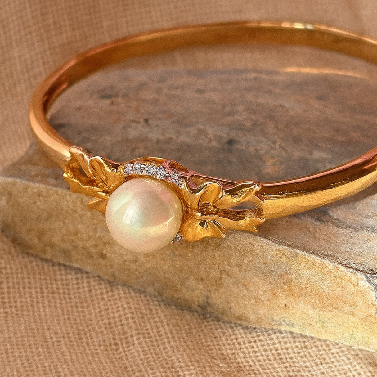 Gold Pearl Cuff Bracelet - Image 1